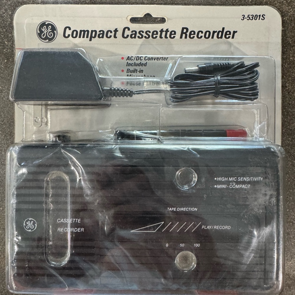 GE Compact Cassette Recorder Model 3-5301S FACTORY SEALED